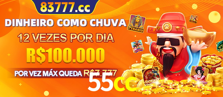 Banner do programa de recompensas Recomende para amigos do 55cc, detalhando os bônus por convidar amigos, com prêmios que chegam a R$288.888.