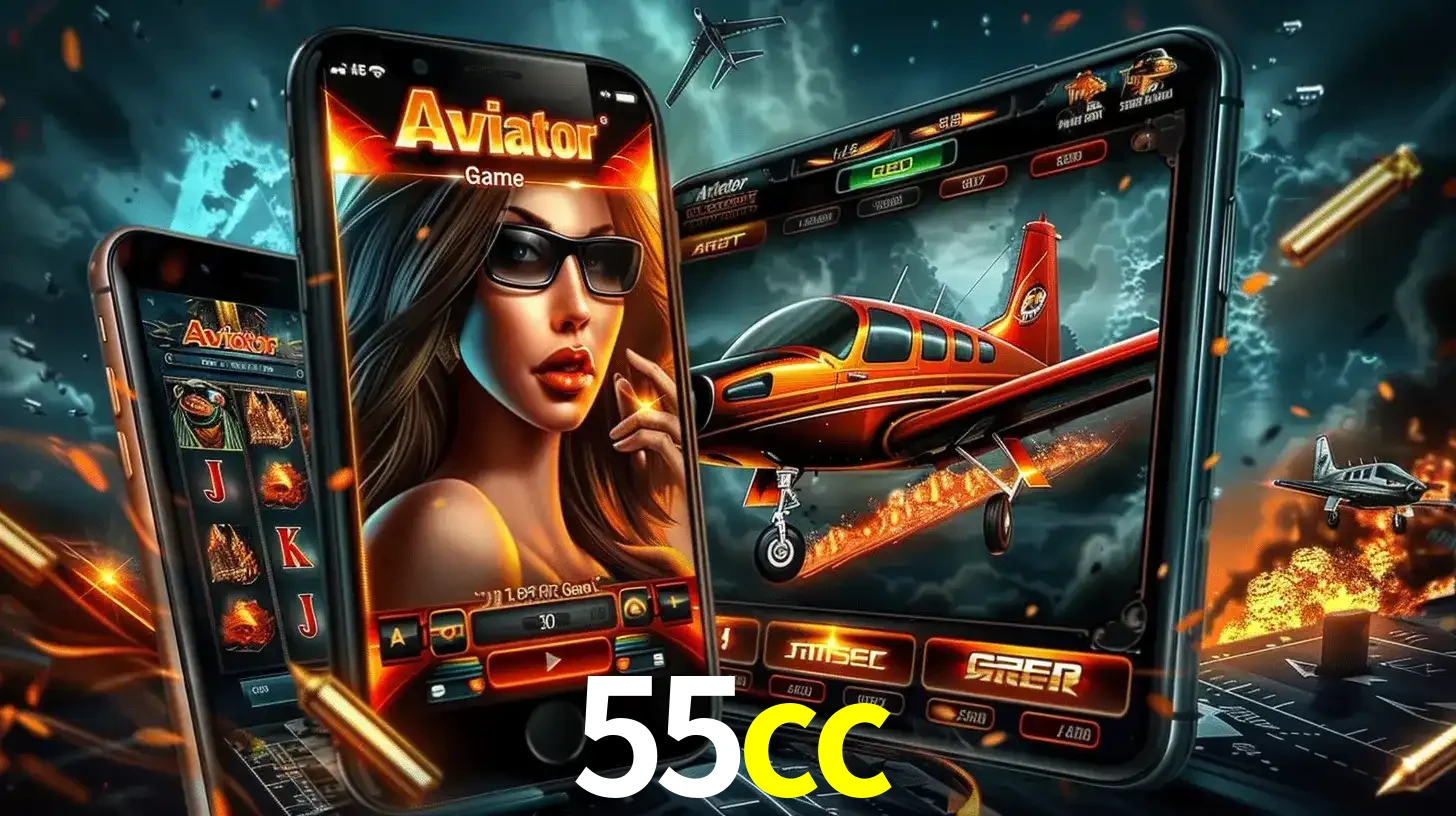 O popular jogo de apostas Aviator exibido em vários celulares e tablets, mostrando a interface emocionante e a ação de voo disponíveis para jogar agora no 55cc.